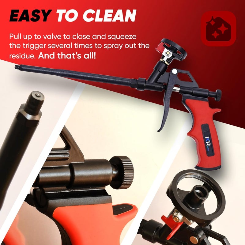 ixirpro Mega Professional Expanding Foam Spray Gun (1 Insulation Gun + 9 Extenders) PU Insulating Applicator Heavy Duty Metal Body Dispensing Foam Gun Suitable for Caulking, Filling, Sealing - Image 2